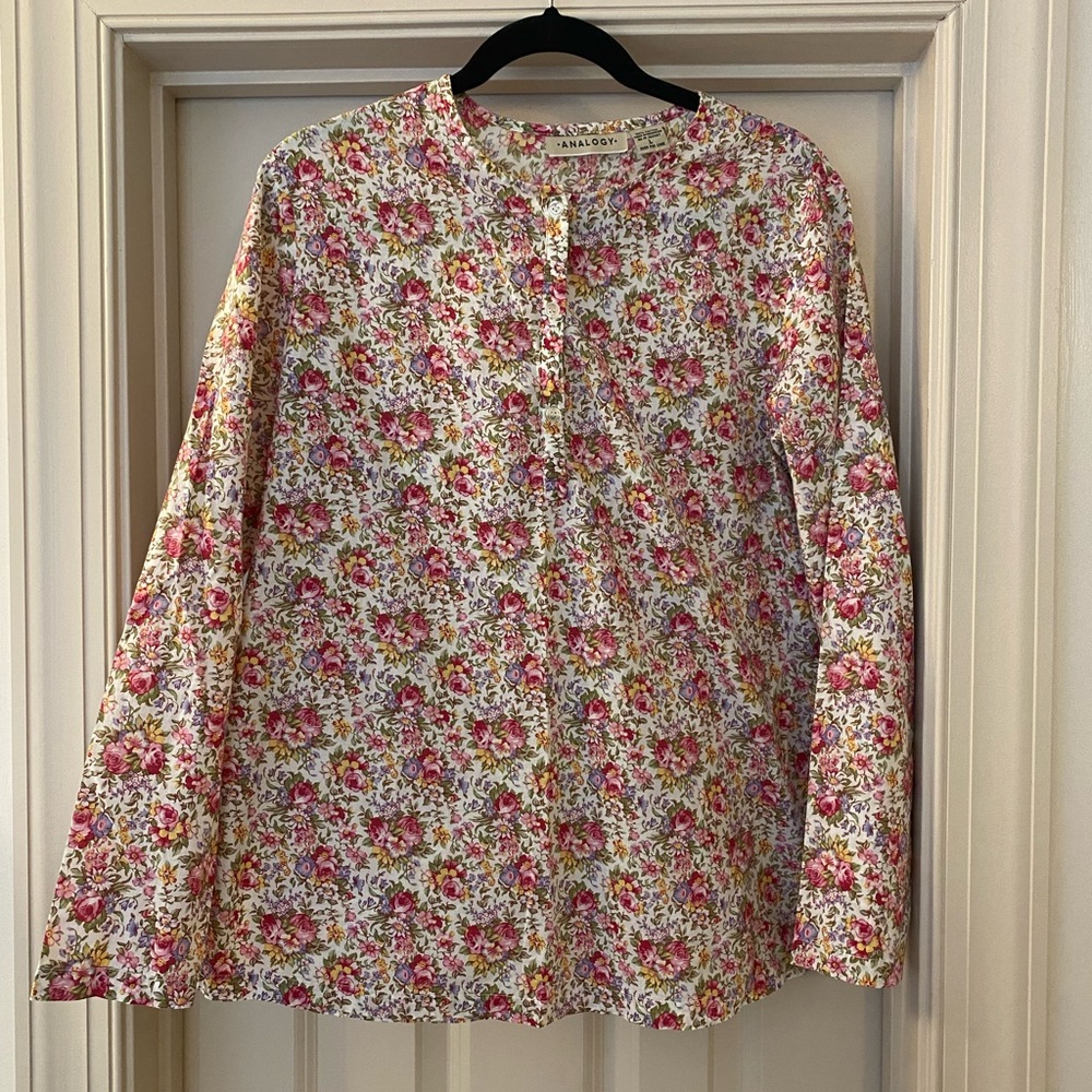 Floral 100% Cotton Button Down Top